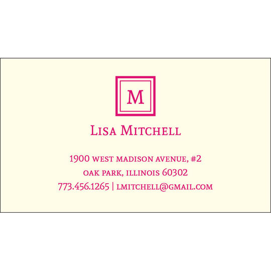 Bordered Initial Contact Cards - Raised Ink